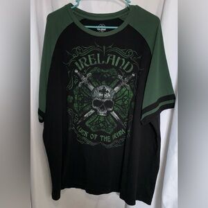 Lucky Tee Shirt Ireland Luck of the Irish Black Green Shirt 3XL Skull Swords